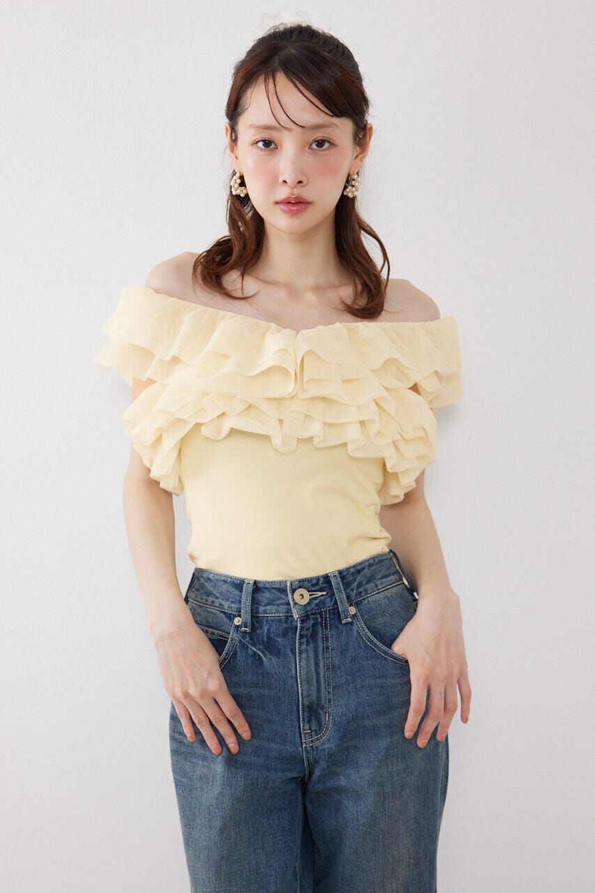 rienda「オフショルフリルカットトップス」|Tシャツ・カットソー|