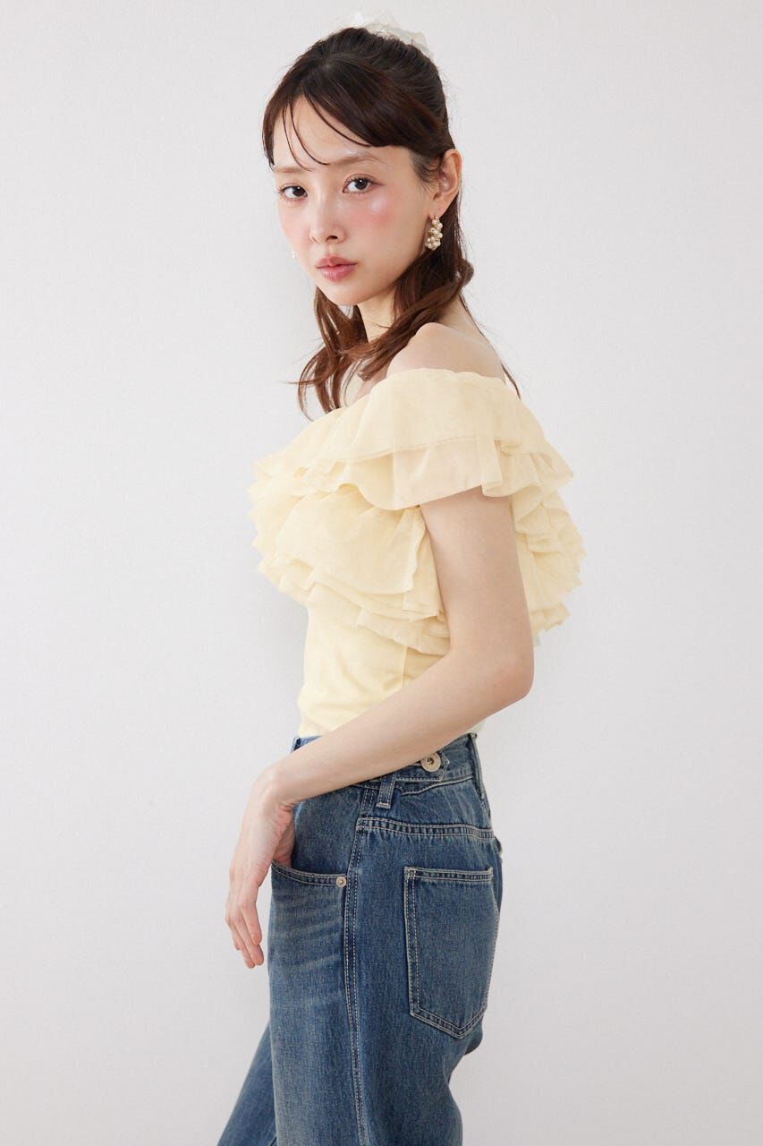 rienda「オフショルフリルカットトップス」|Tシャツ・カットソー|