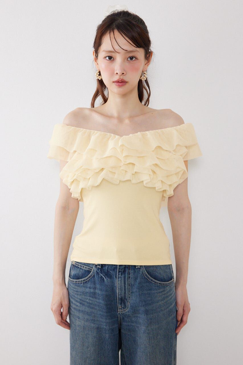 rienda「オフショルフリルカットトップス」|Tシャツ・カットソー|