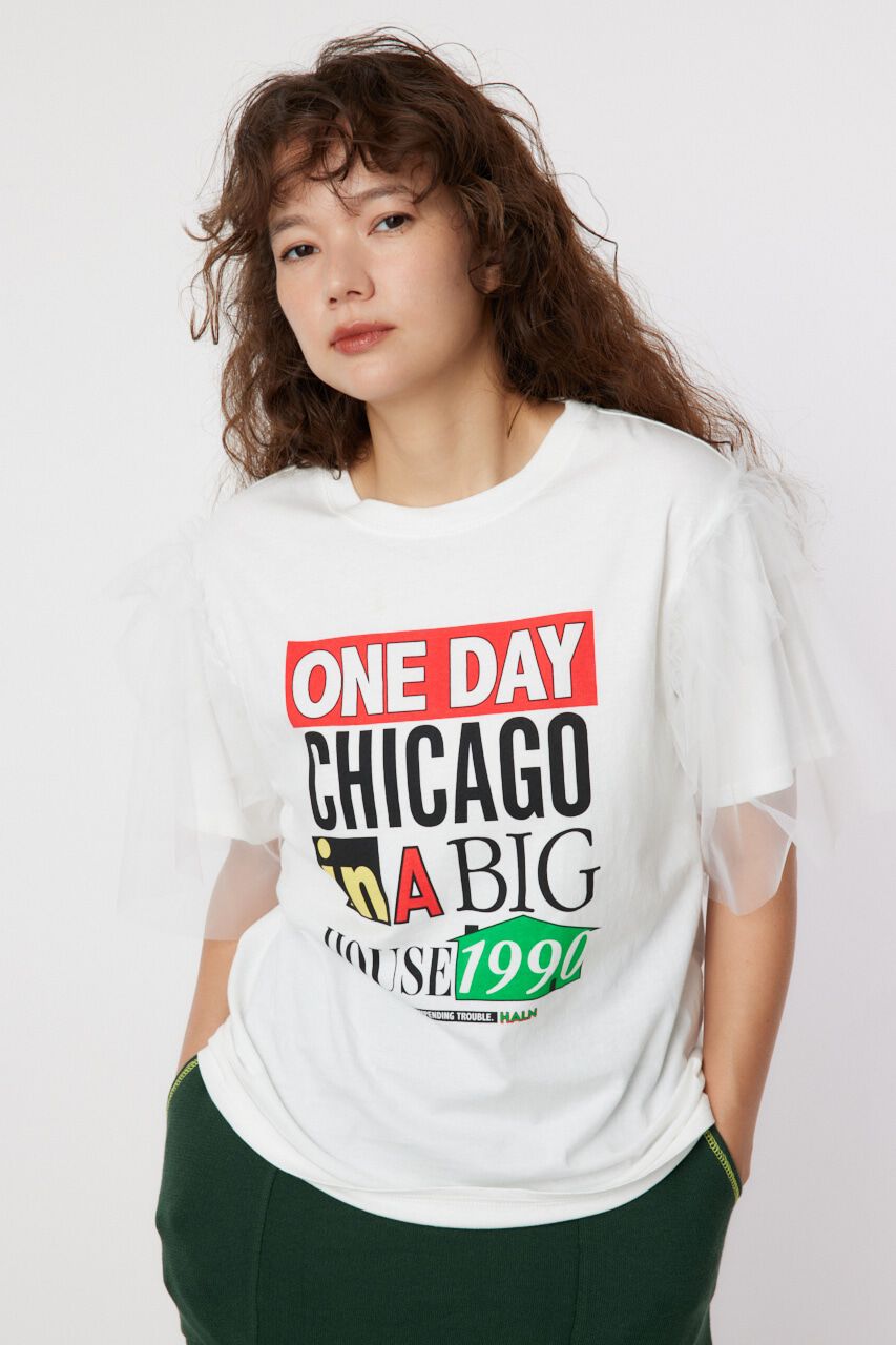 RODEO CROWNS「ONE DAY 袖チュールトップス」|Tシャツ・カットソー|O/WHT1