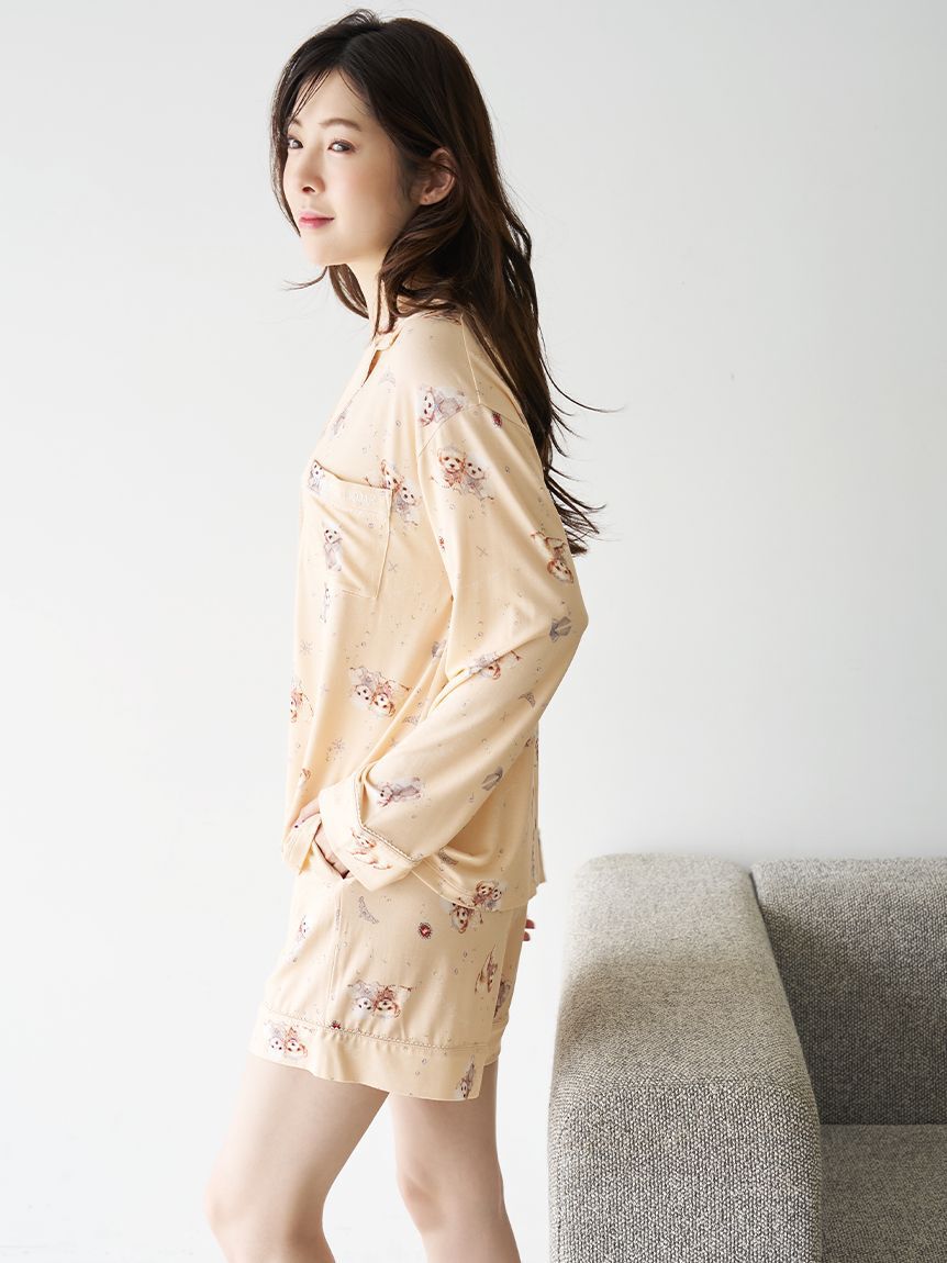 SNIDEL HOME「【WEB限定】【セット商品】DOG開襟シャツ＆カットショートパンツSET」|ルームウェア|