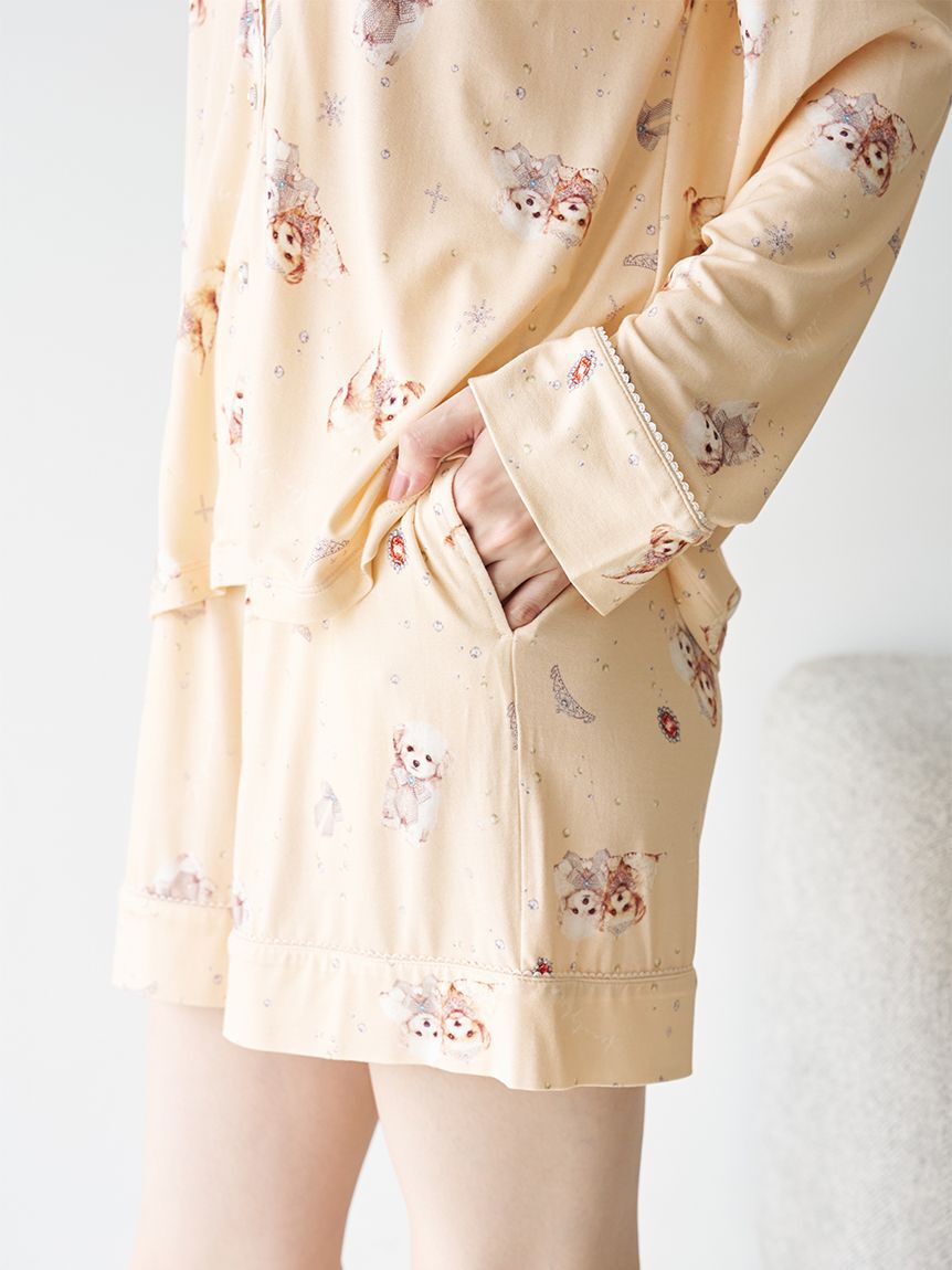 SNIDEL HOME「【WEB限定】【セット商品】DOG開襟シャツ＆カットショートパンツSET」|ルームウェア|