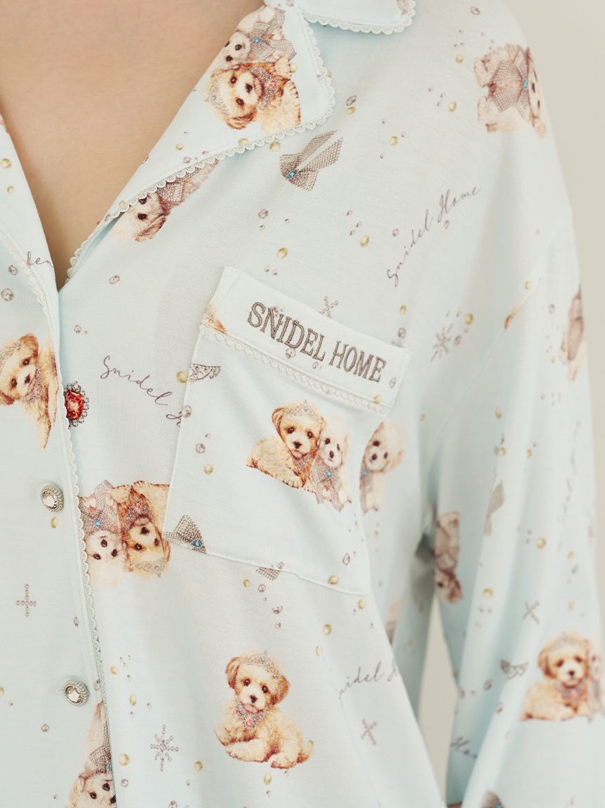 SNIDEL HOME「【WEB限定】【セット商品】DOG開襟シャツ＆カットロングパンツSET」|ルームウェア|