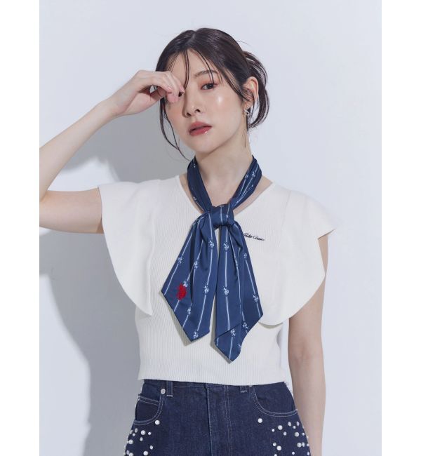 MERCURYDUO「U.S. POLO ASSN.別注スカーフセットラッフルリブニット」|ニット・セーター|アイボリー
