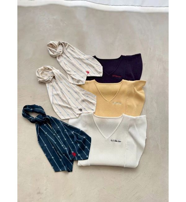 MERCURYDUO「U.S. POLO ASSN.別注スカーフセットラッフルリブニット」|ニット・セーター|