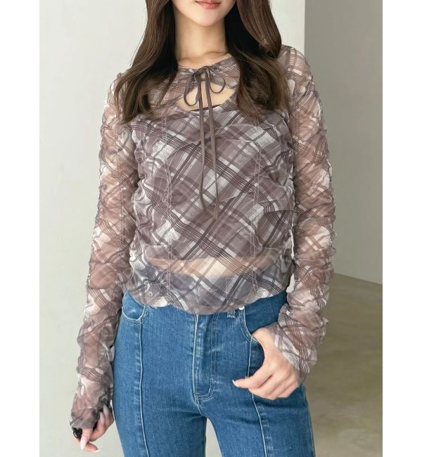 MERCURYDUO「チュールシャーリングトップス」|Tシャツ・カットソー|