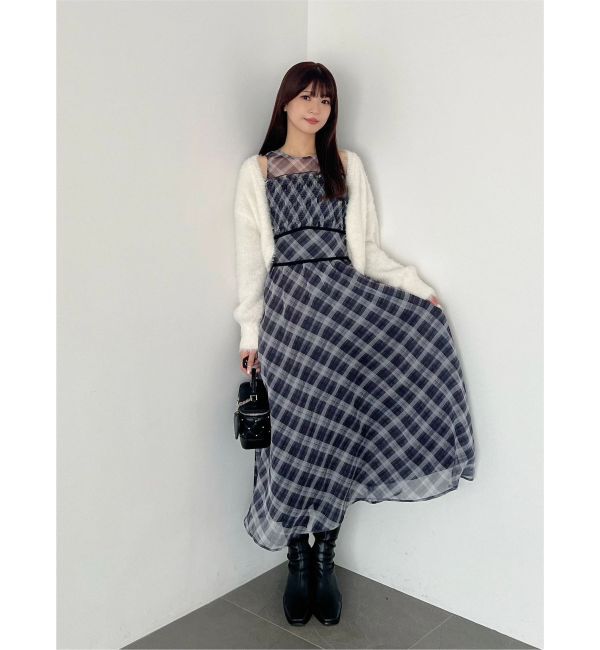 MERCURYDUO「チェックシャーリングワンピース」|ワンピース|