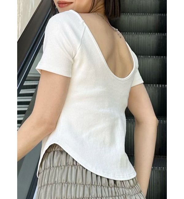 MURUA「バックシャンリブカットソー」|Tシャツ・カットソー|ホワイト