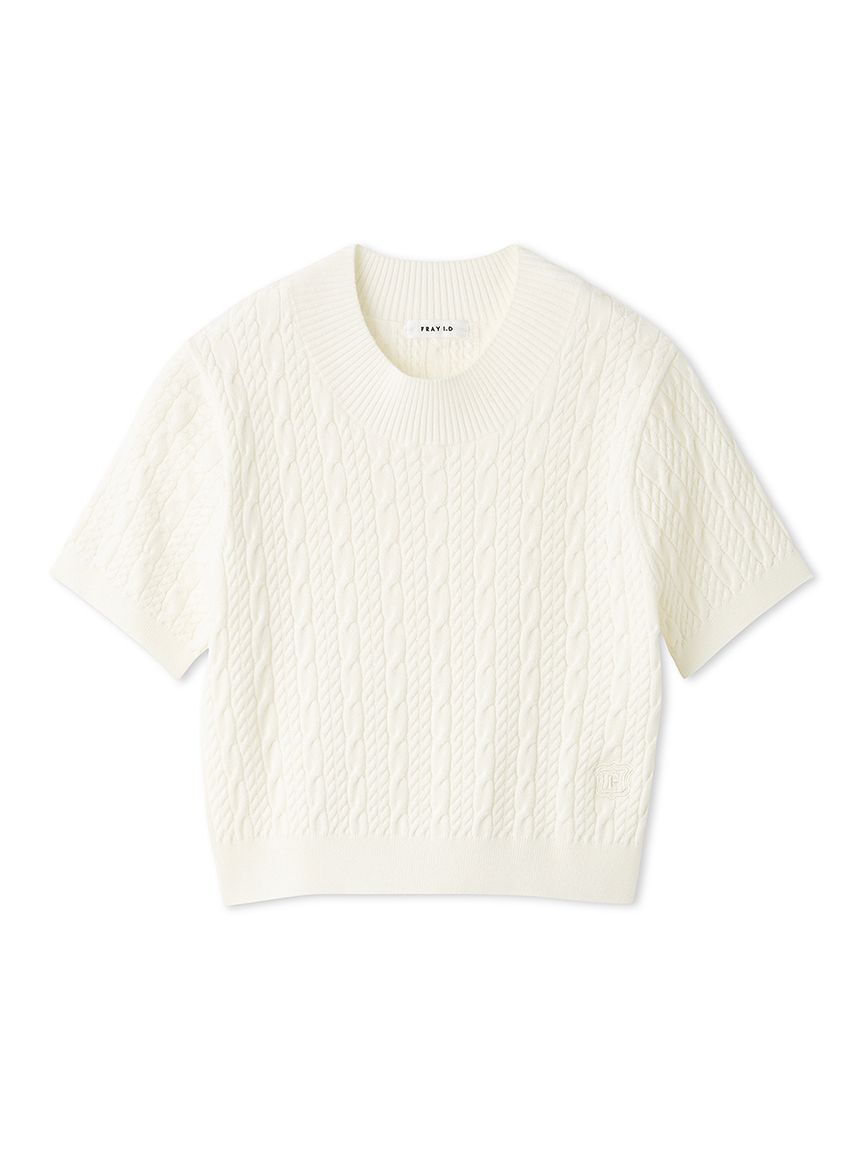 FRAY I.D「【ウォッシャブル】ハーフスリーブケーブルニットトップ」|ニット・セーター|