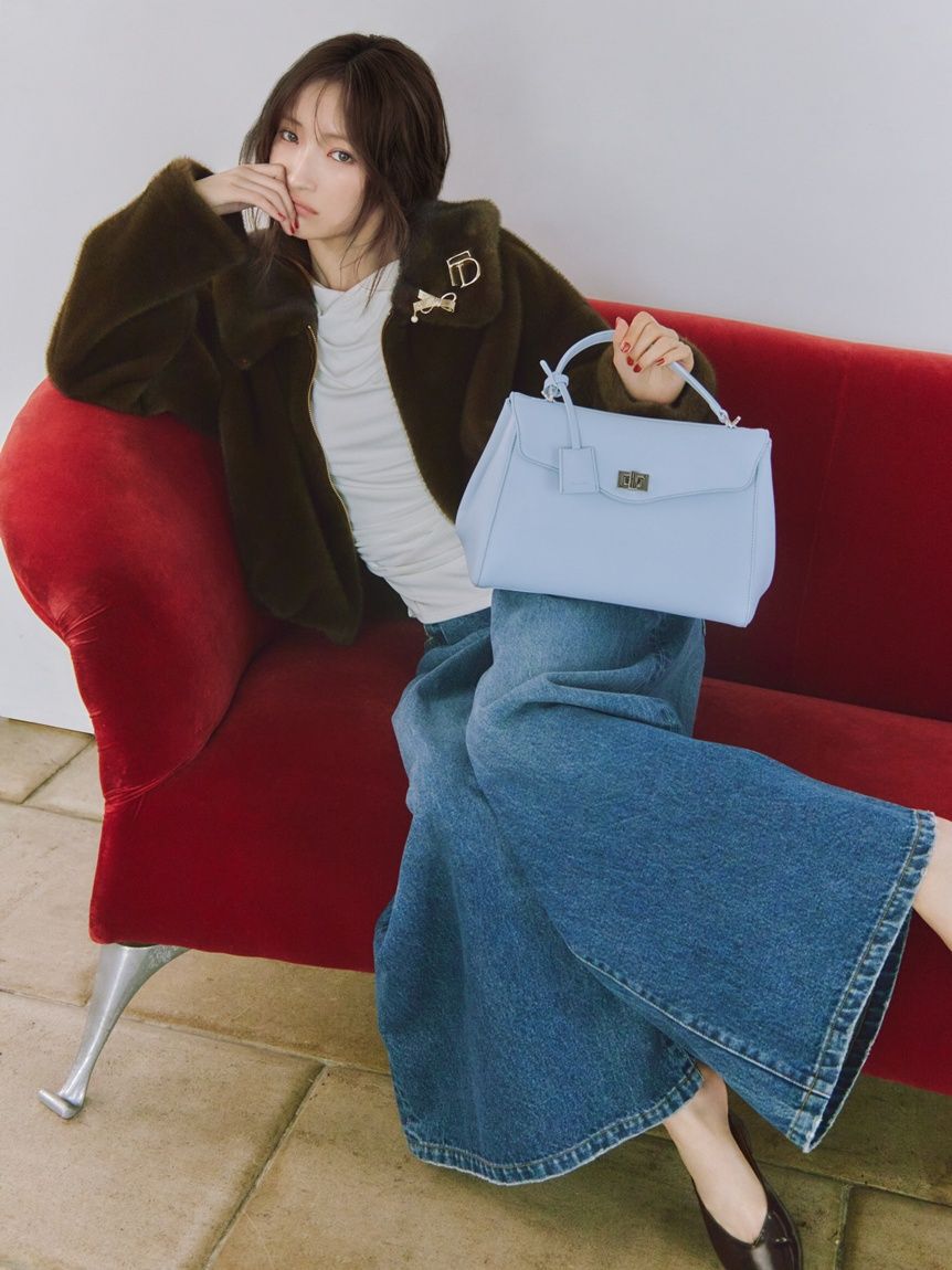 FRAY I.D「【00サイズあり】ハイウエストタックワイドデニムパンツ」|デニム|