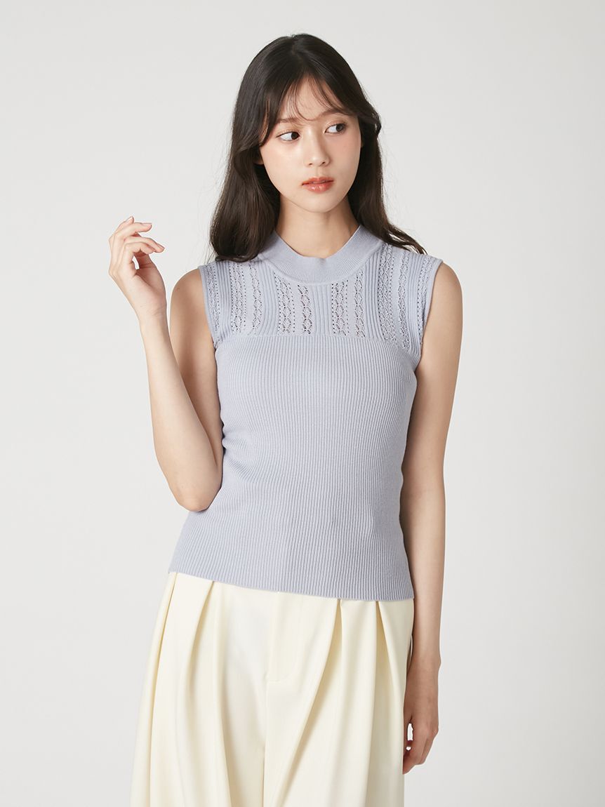 FRAY I.D「【ウォッシャブル】アイレットハイネックノースリニット」|ニット・セーター|