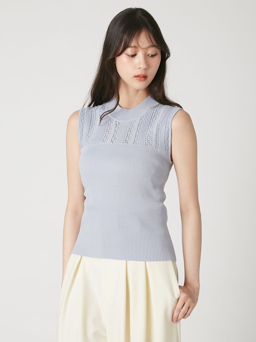 FRAY I.D「【ウォッシャブル】アイレットハイネックノースリニット」|ニット・セーター|