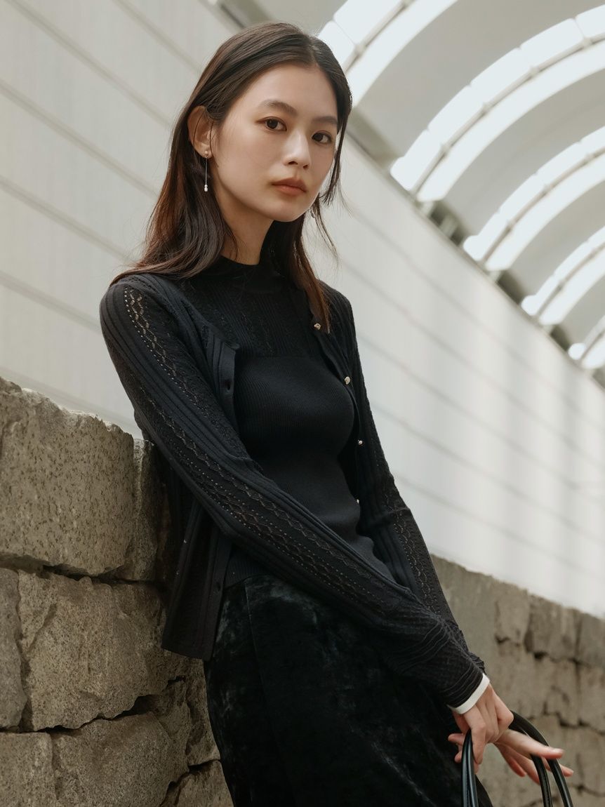 FRAY I.D「【ウォッシャブル】アイレットハイネックノースリニット」|ニット・セーター|