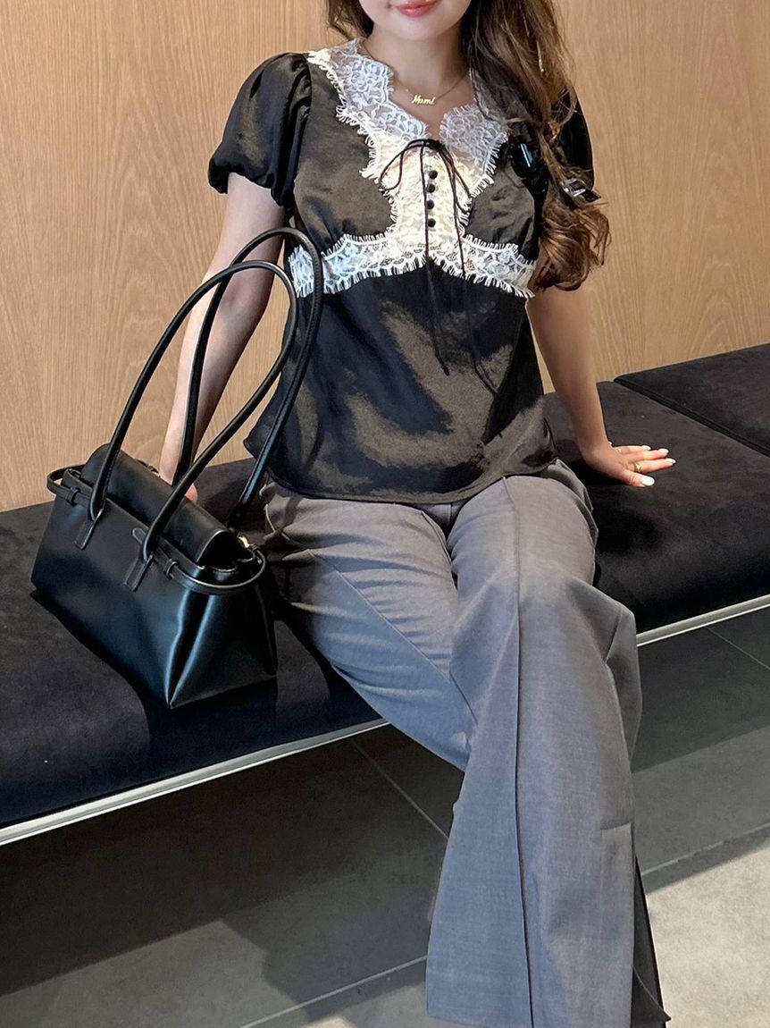 LILY BROWN「ヴィンテージレースサテントップス」|Tシャツ・カットソー|