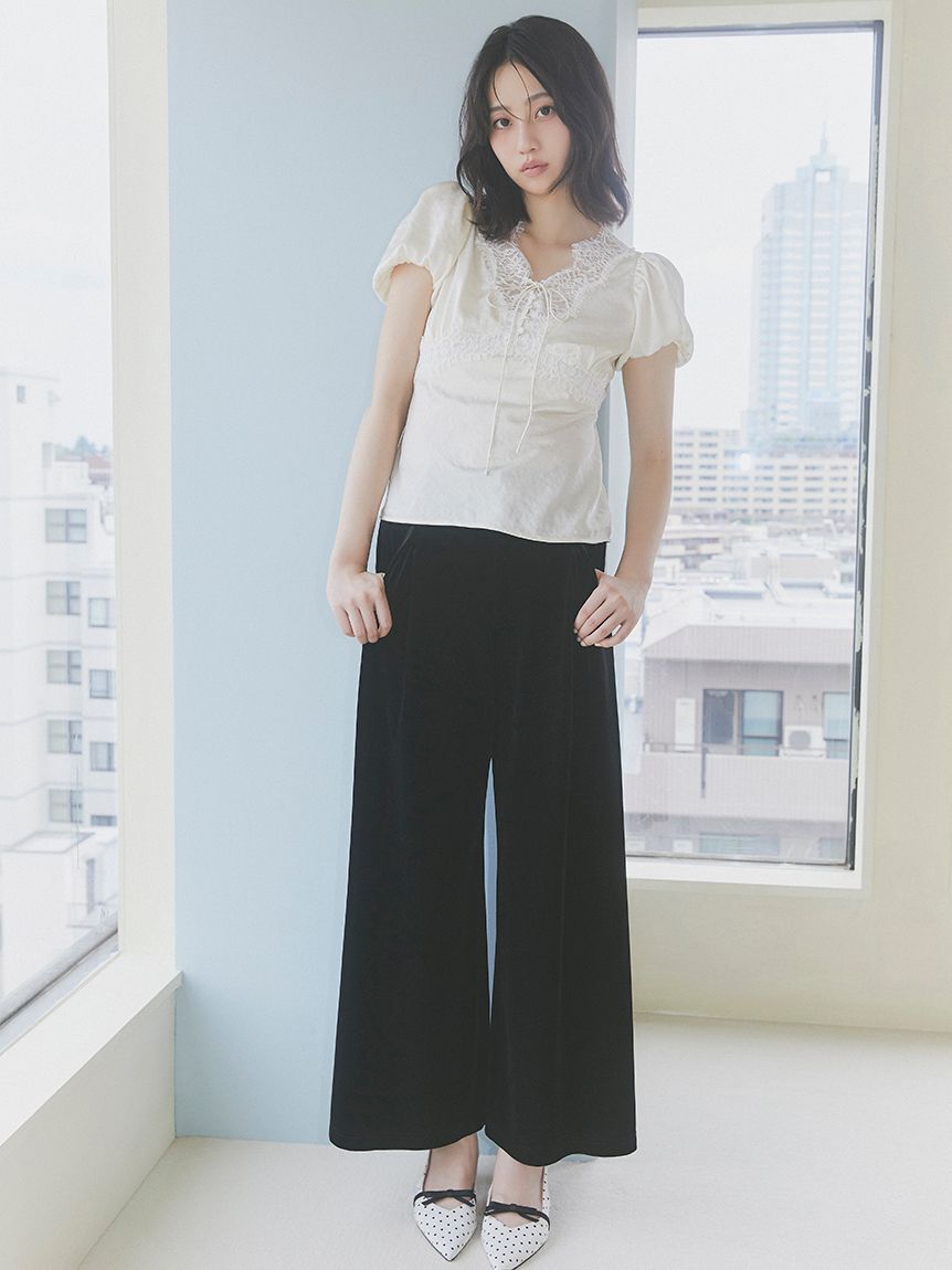 LILY BROWN「ヴィンテージレースサテントップス」|Tシャツ・カットソー|