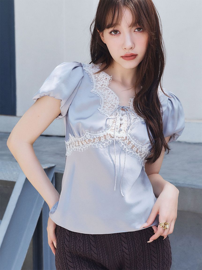 LILY BROWN「ヴィンテージレースサテントップス」|Tシャツ・カットソー|LBLU