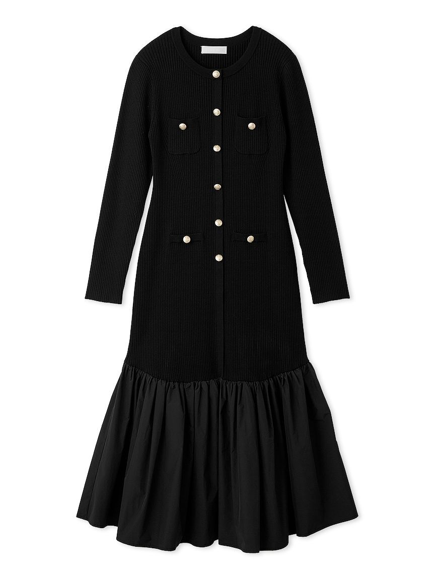 CELFORD「タフタドッキングマーメイドニットワンピース」|ワンピース|BLK