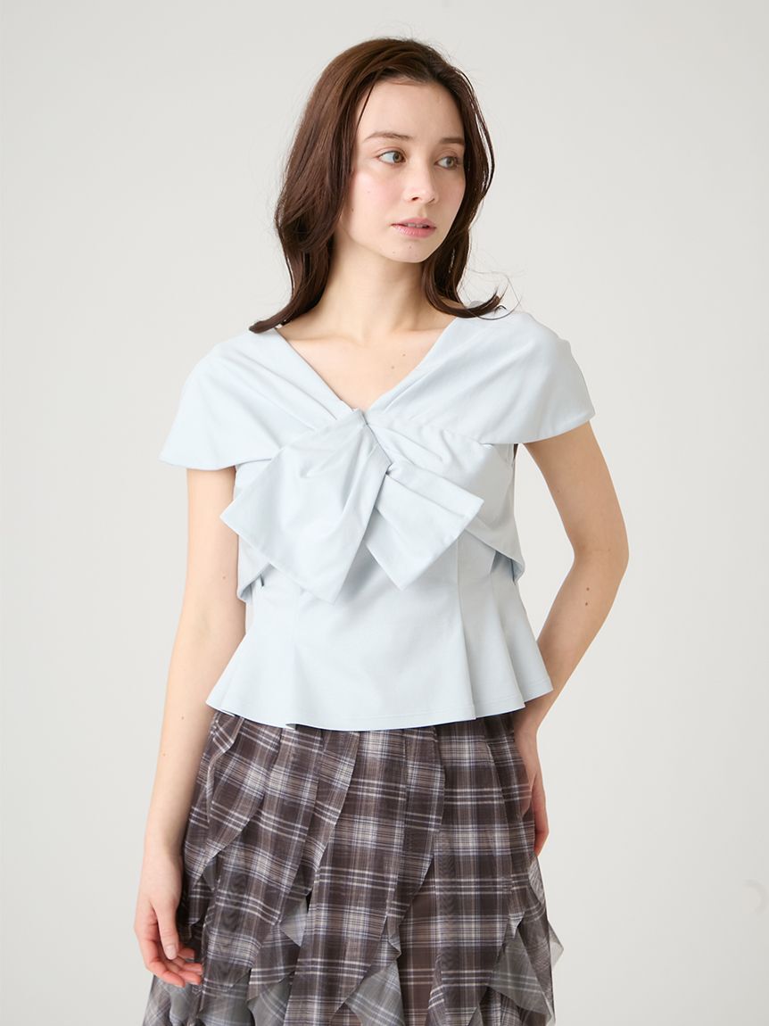 CELFORD「【洗える】【接触冷感】リボンモチーフカットソー」|Tシャツ・カットソー|