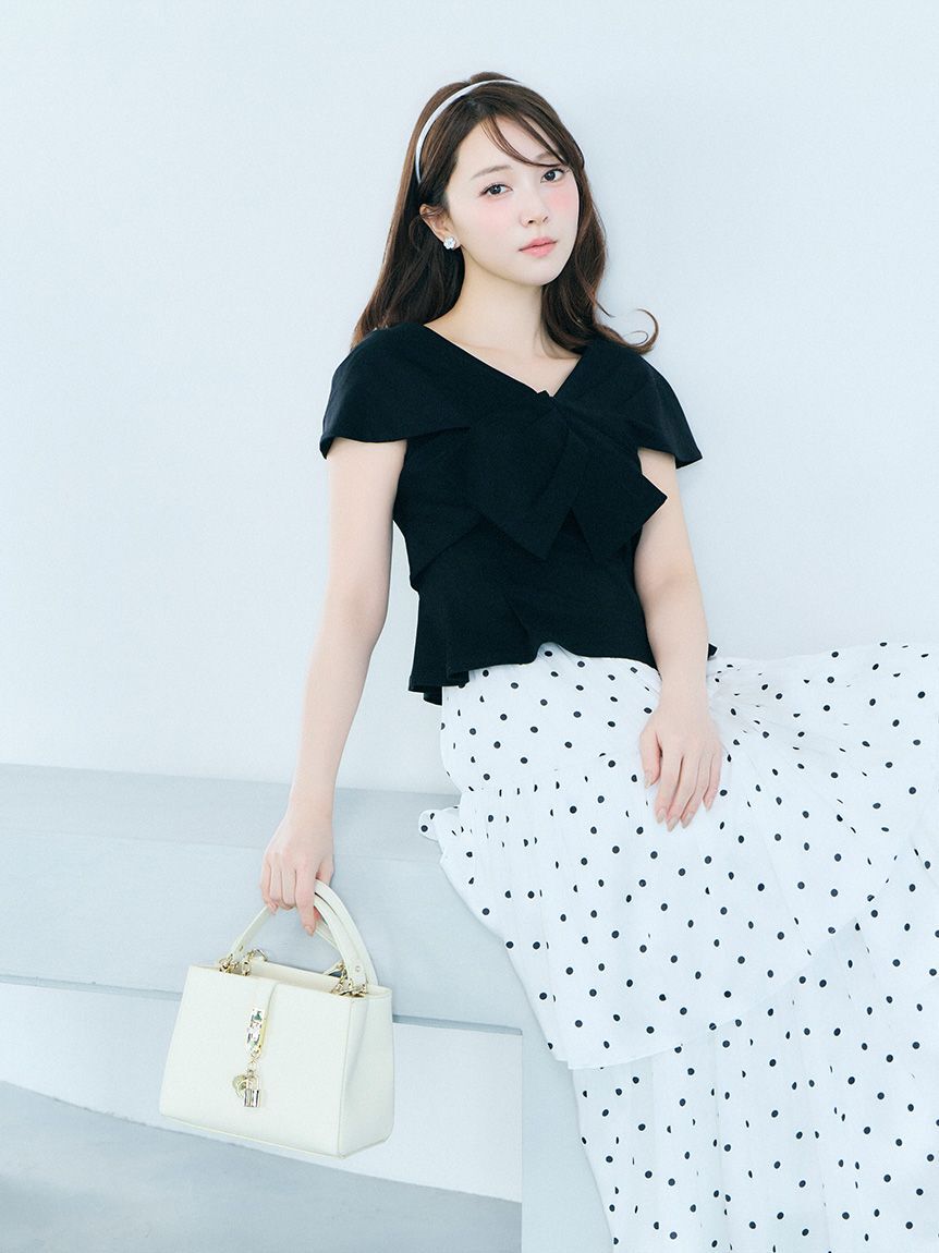 CELFORD「【洗える】【接触冷感】リボンモチーフカットソー」|Tシャツ・カットソー|BLK