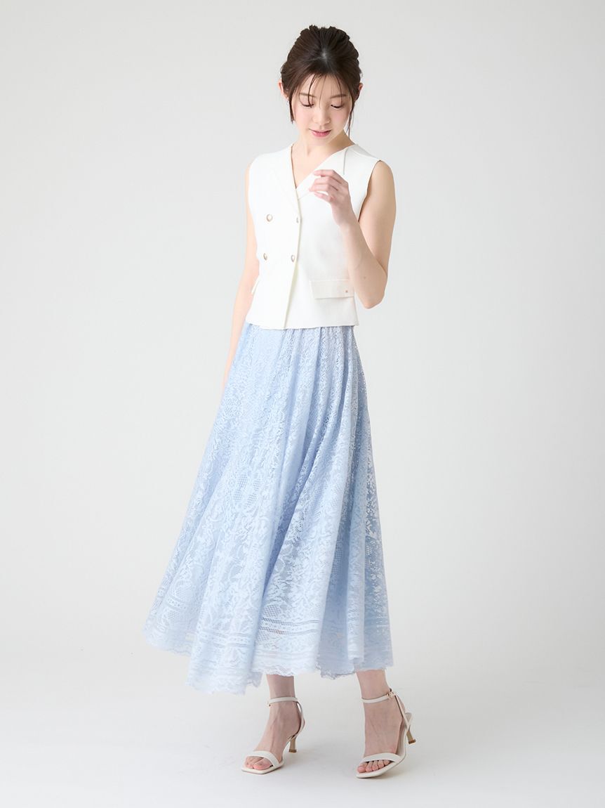 CELFORD「【洗える】【UVカット】ダブルブレストニットジレ」|ニット・セーター|