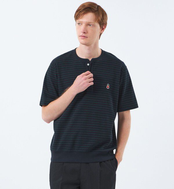 MACKINTOSH PHILOSOPHY「BUCKINGHAM BEAR ヘンリーネックTシャツ サーフニットボーダー」|Tシャツ・カットソー|ネイビー