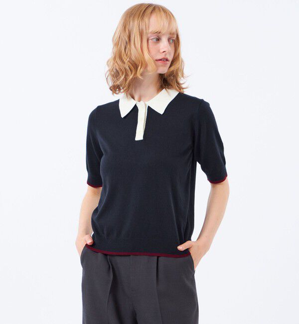 MACKINTOSH PHILOSOPHY「カラーブロックニットポロ」|ニット・セーター|ネイビー