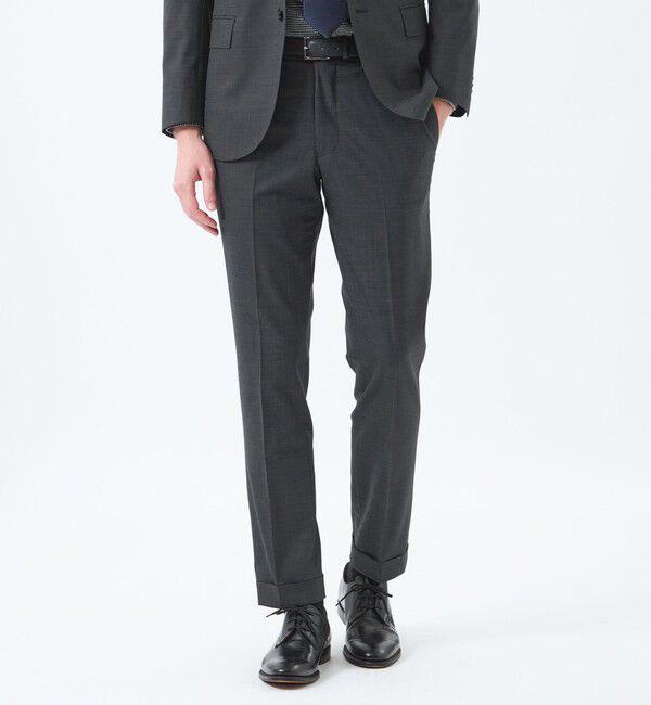 MACKINTOSH PHILOSOPHY「【WEB&一部店舗限定】トロッター テーパードトラウザーズ ウール混マイクロ千鳥」|スラックス|チャコールグレー