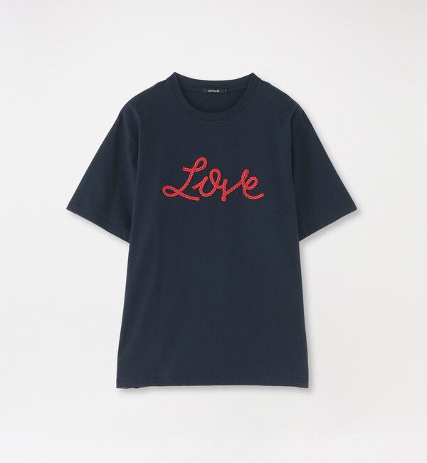  「LOVEコード刺繍Tシャツ」|Tシャツ・カットソー|ネイビー1