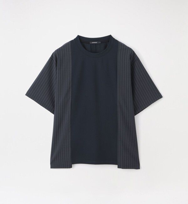  「ストライプブロッキングTシャツ」|Tシャツ・カットソー|ブルー