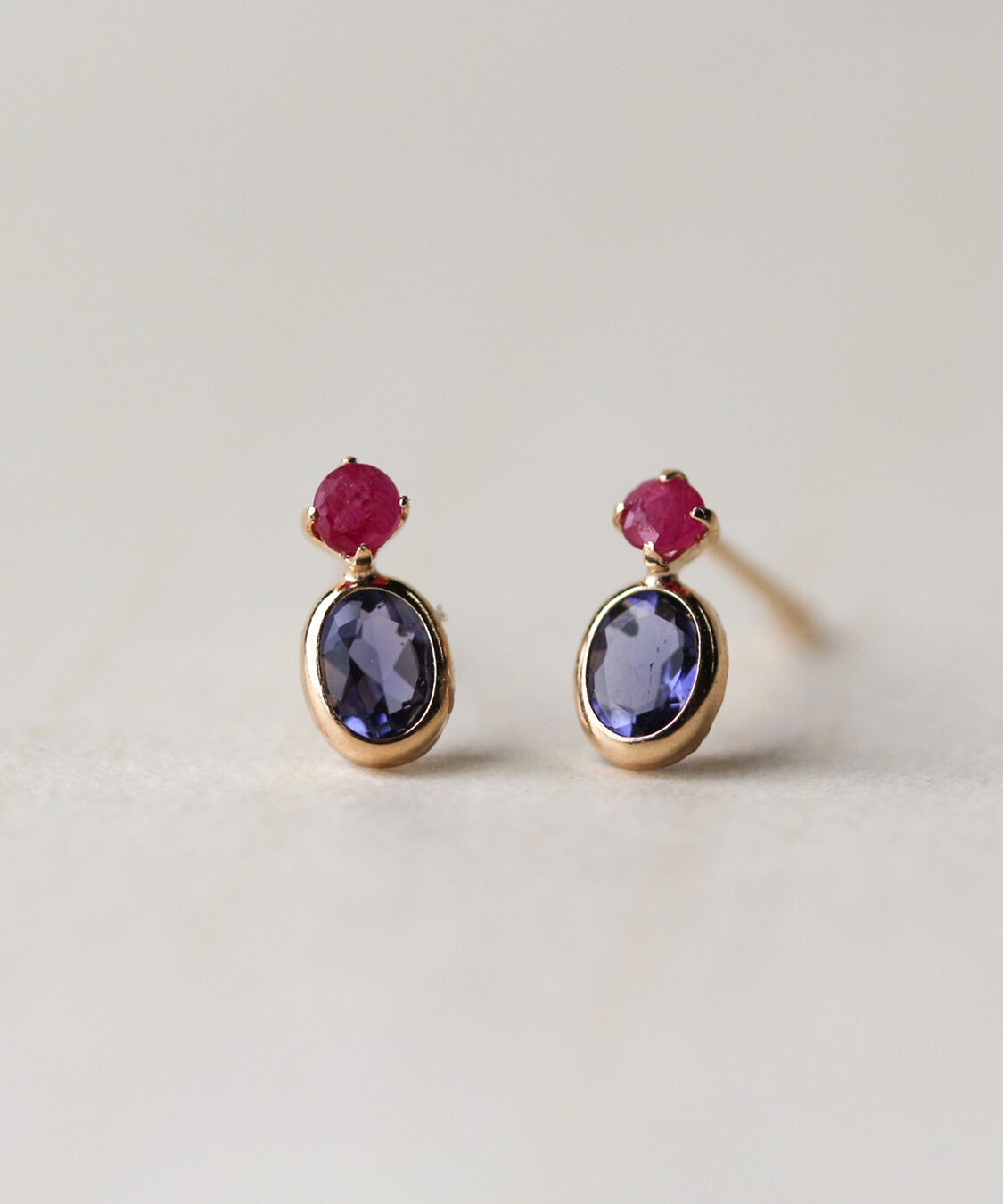  「ルビー / アイオライト ピアス | K10YG  〈Web限定〉」|ピアス|K10 イエローゴールド