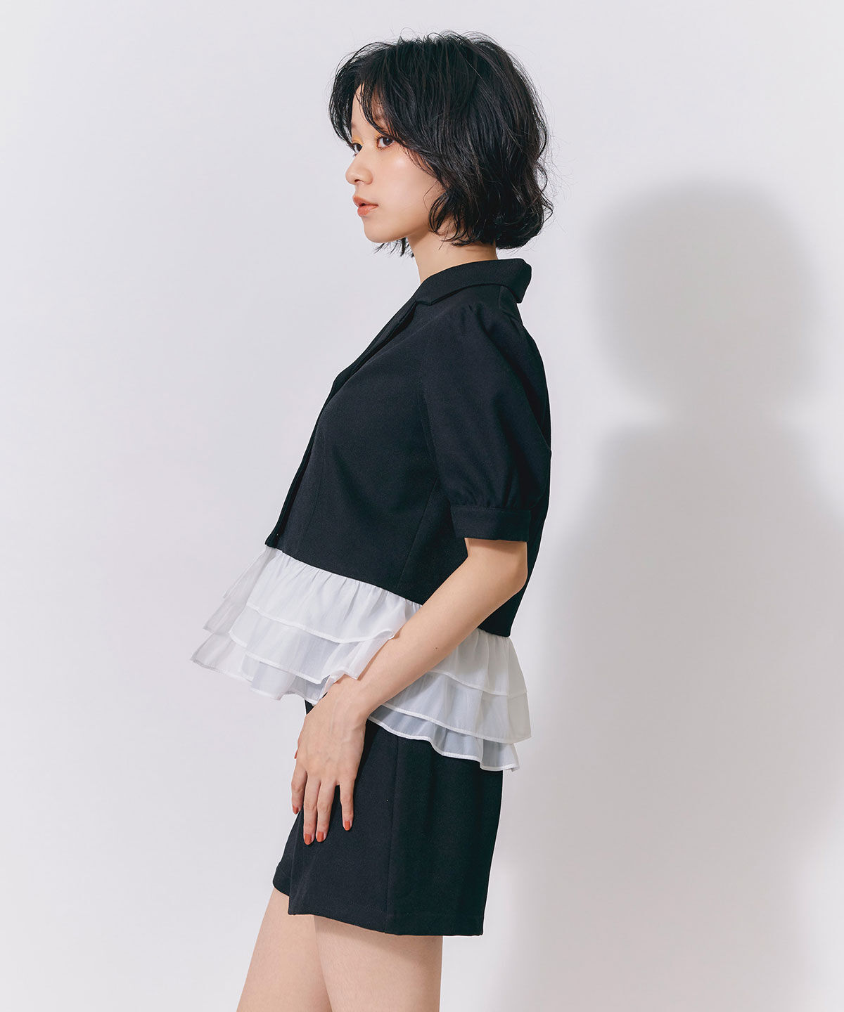 REDYAZEL「クラシックマルチボタンハイウエストショートパンツ」|キュロット|