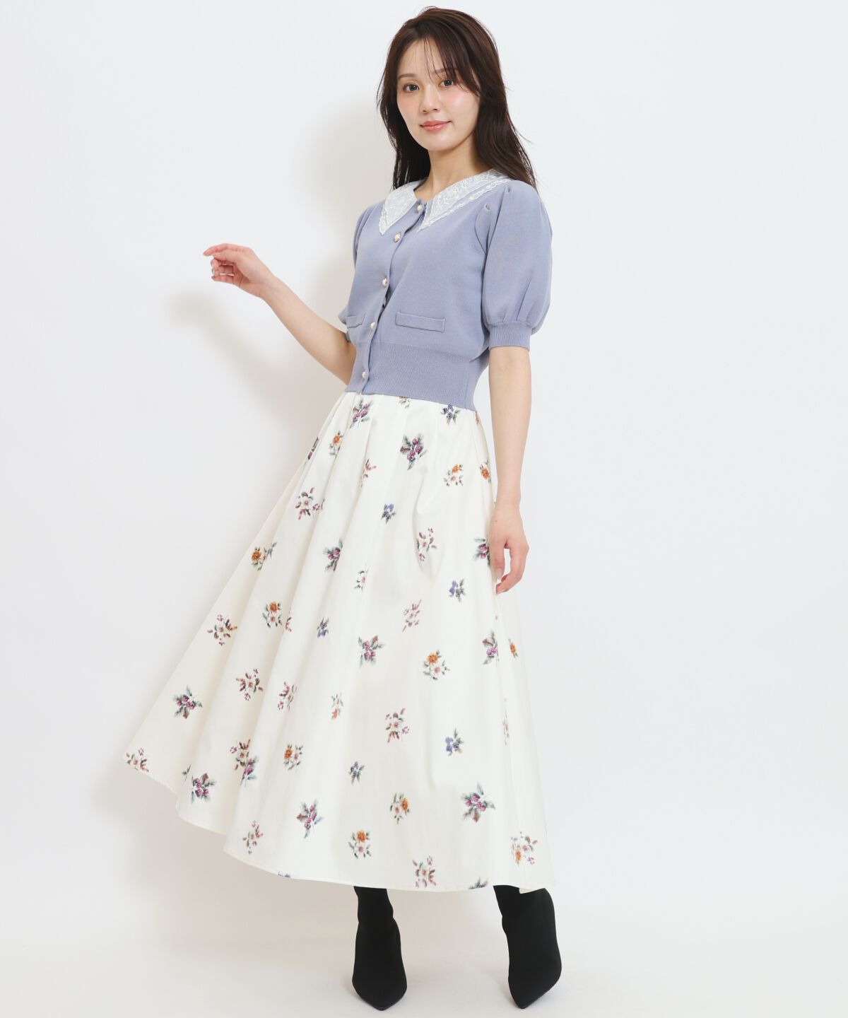 WILLSELECTION「フローラルベリープリントタックフレアスカート」|フレア|