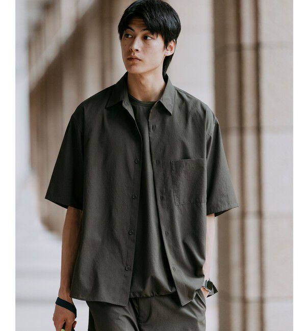 UNITED ARROWS green label relaxing「Dot Air ボックス レギュラーカラー 半袖 シャツ -ストレッチ-」|シャツ・ブラウス|OLIVE