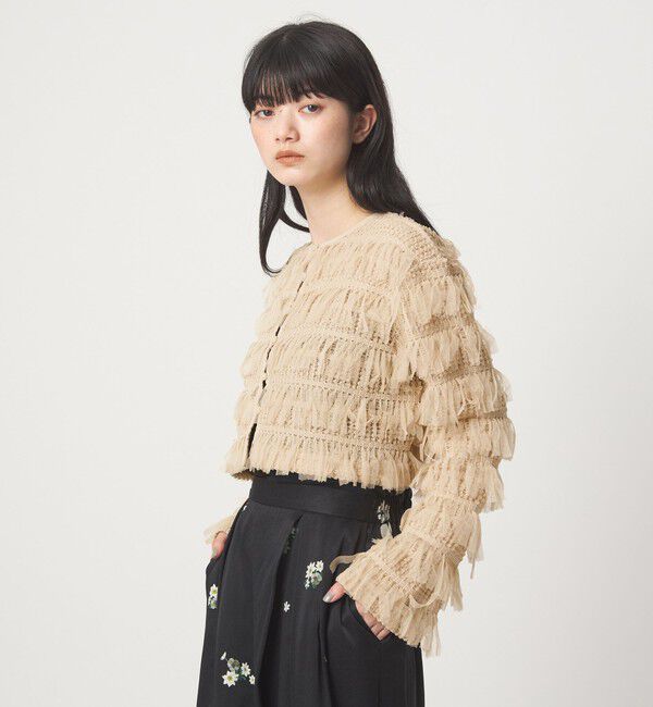 EMMEL REFINES「＜EMMEL REFINES＞EM チュールフリンジ カーディガン」|カーディガン|