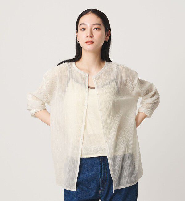 BEAUTY&YOUTH UNITED ARROWS「クレープ クルーネックカーディガン」|カーディガン|OFF WHITE