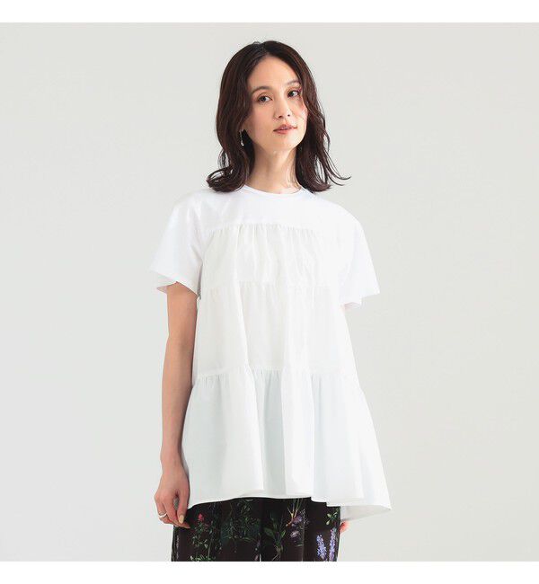 Demi-Luxe BEAMS 「【UVカット】コンビ ティアード プルオーバー」|シャツ・ブラウス|