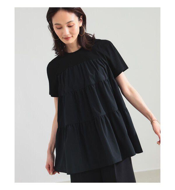 Demi-Luxe BEAMS 「【UVカット】コンビ ティアード プルオーバー」|シャツ・ブラウス|