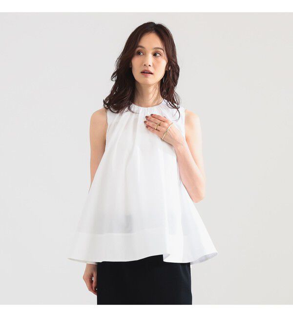 Demi-Luxe BEAMS 「ワイド ヘム ギャザー ノースリーブ ブラウス」|シャツ・ブラウス|