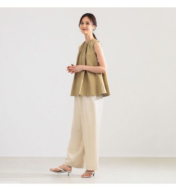 Demi-Luxe BEAMS 「ワイド ヘム ギャザー ノースリーブ ブラウス」|シャツ・ブラウス|