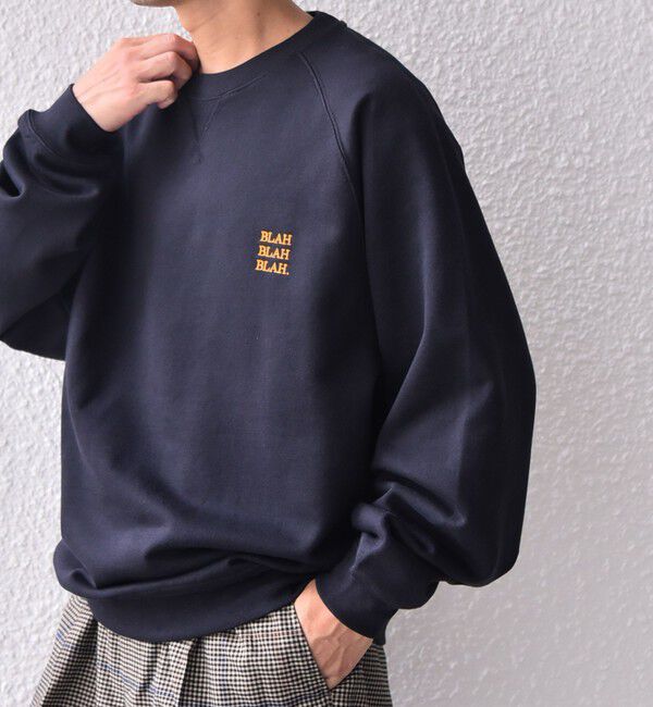 SHIPS any「【WEB限定】SHIPS any: BLAH BLAH BLAH. ワンポイント 刺繍 ラグラン ルーズ スウェット◇」|スウェット・ジャージ|ネイビー