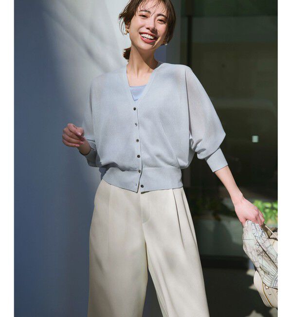 23区「【WEB&一部店舗限定カラーあり】シャイニーシアー ドルマンスリーブ カーディガン」|カーディガン|