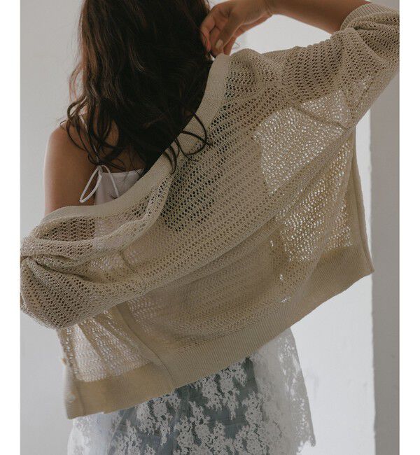 23区「レーシーメッシュニット 五分袖 カーディガン」|カーディガン|