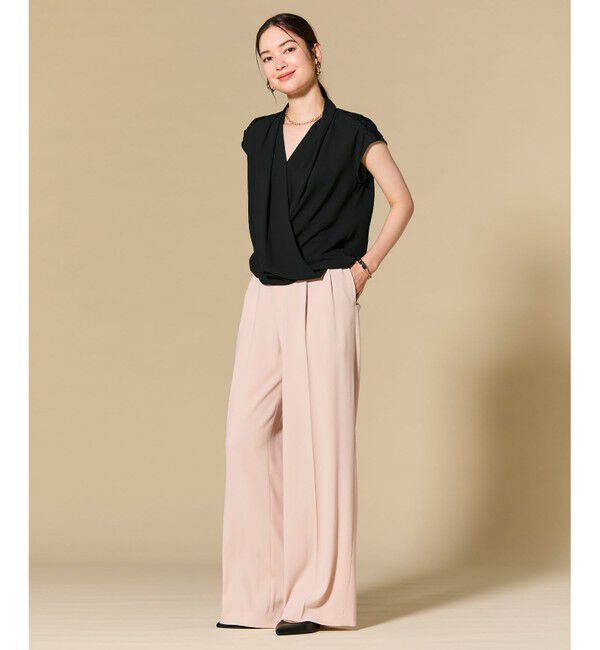 BEIGE,「【人気シリーズ】OLIVE / カシュクールフレンチスリーブブラウス」|シャツ・ブラウス|