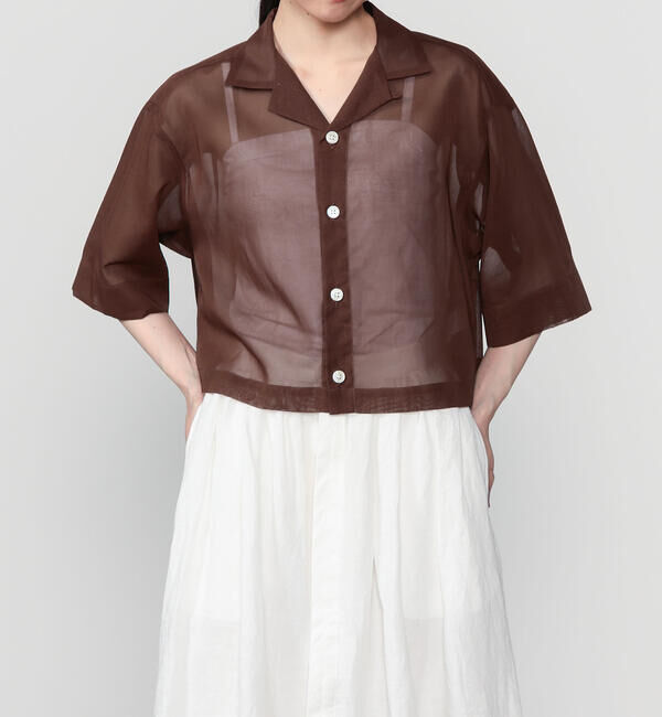  「nicholson & nicholson |〈別注〉シアー ショートスリーブシャツ WOMEN」|シャツ・ブラウス|BROWN