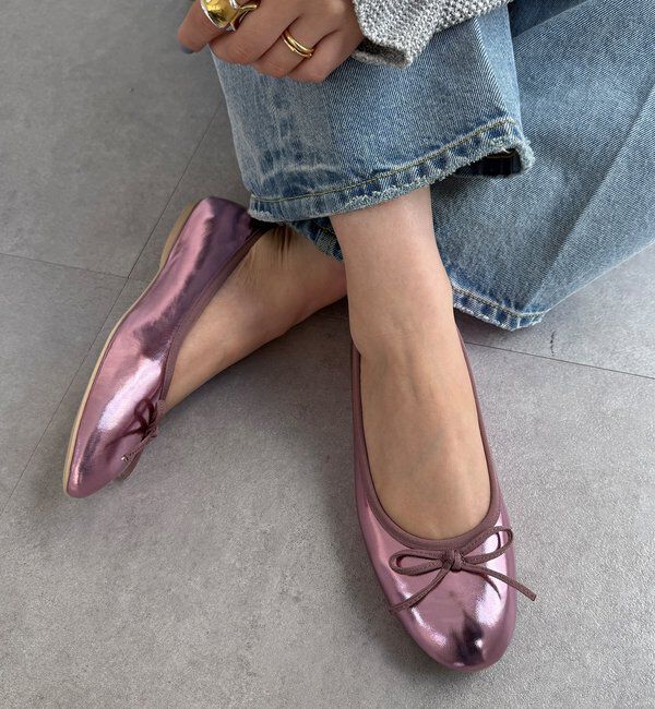  「ラウンドフラットパンプス」|その他|ピンク