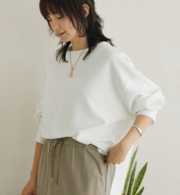  「【接触冷感/紫外線防止/防シワ】ダンボールボートネックプルオーバー」|Tシャツ・カットソー|ホワイト