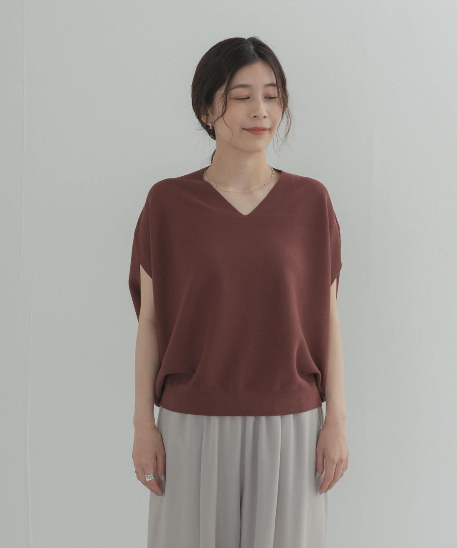 URBAN RESEARCH DOORS「『WEB限定』Vネックコクーンニット」|ベスト・ジレ|