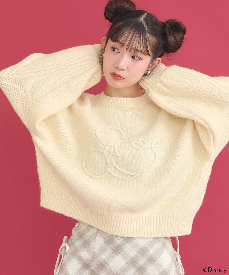 earth music&ecology「Disney/ミッキーコード刺繍ニットプルオーバー」|ニット・セーター|