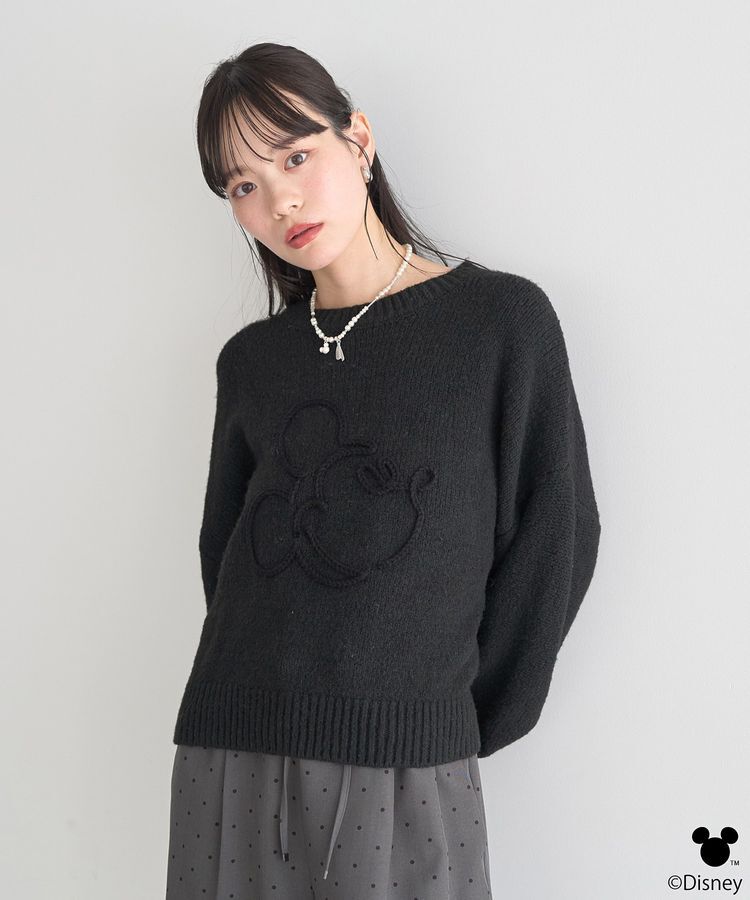 earth music&ecology「Disney/ミッキーコード刺繍ニットプルオーバー」|ニット・セーター|