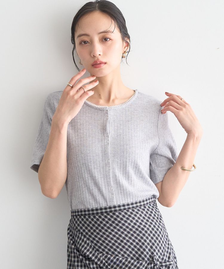 earth music&ecology「チェーンリブラメカットソー」|Tシャツ・カットソー|Gray